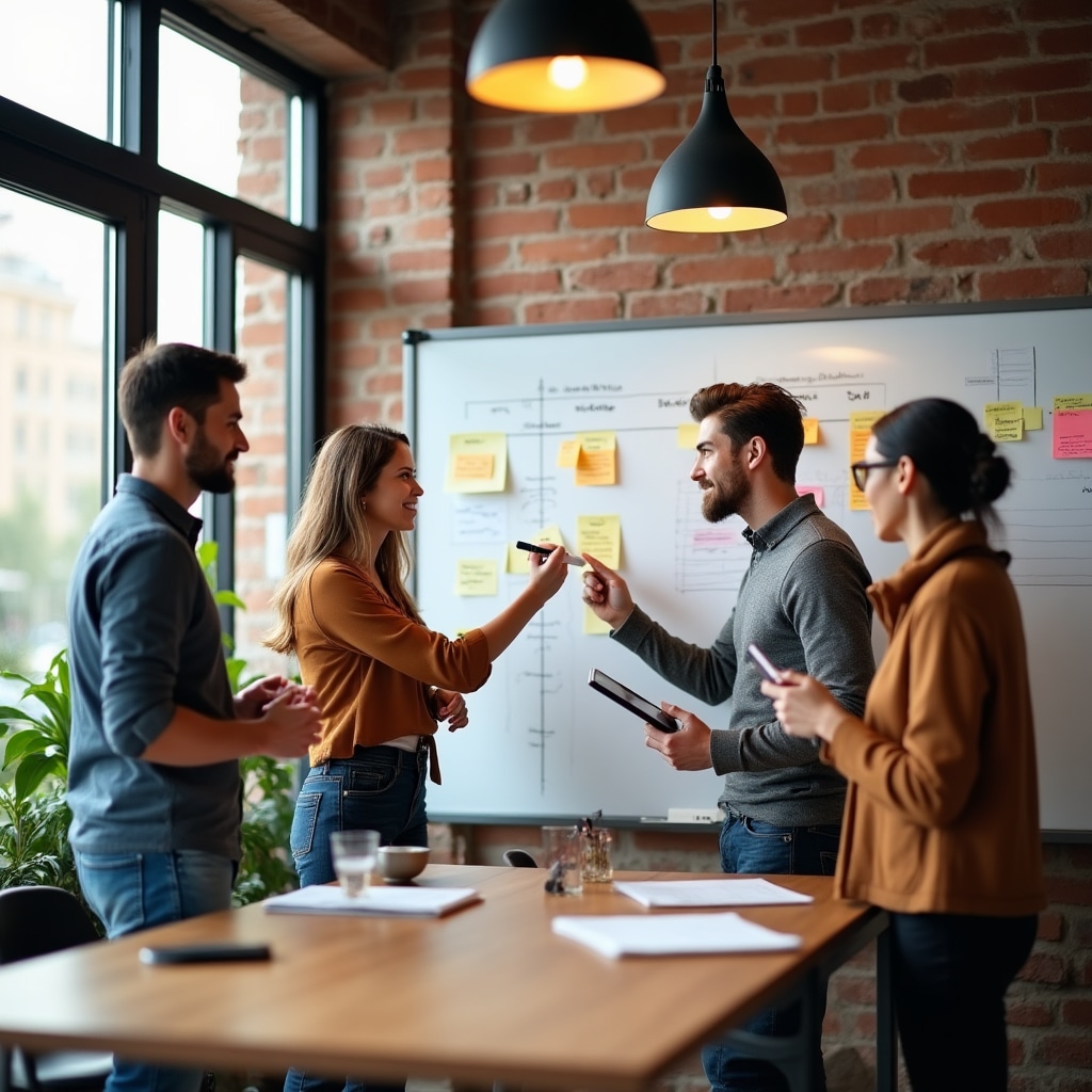 Команда работает вместе над проектом внедрения